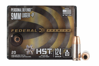 Federal Premium Personal Defense 9mm +P HST 124gr JHP Ammo - Box of 20